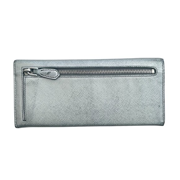 Authentic Prada Silver Saffiano Leather Continental Wallet - Picture 2 of 6